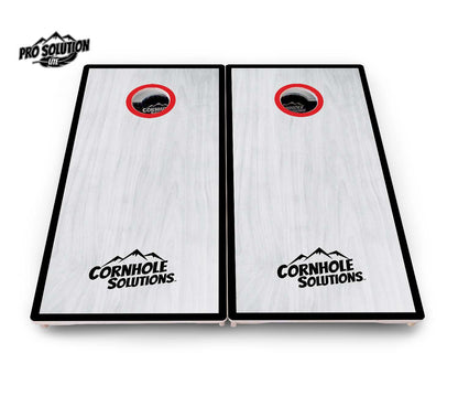 Red/Black Hole Ring Grey Wash Cornhole Boards - Pro Solution Lite Series