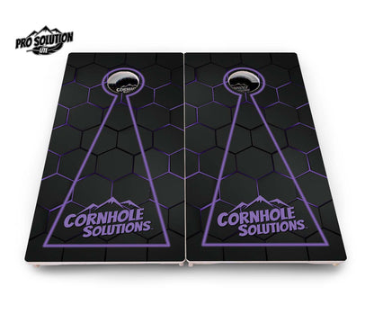 Glow Hole Black Cornhole Boards - Pro Solution Lite Series