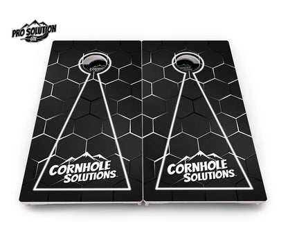 Glow Hole Black Cornhole Boards - Pro Solution Lite Series