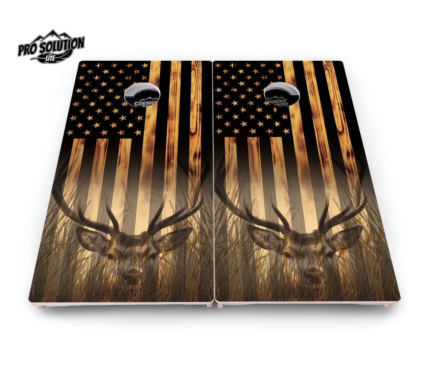 Hidden Deer & Fish Flag Cornhole Boards - Pro Solution Lite Series