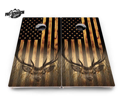 Hidden Deer & Fish Flag Cornhole Boards - Pro Solution Lite Series