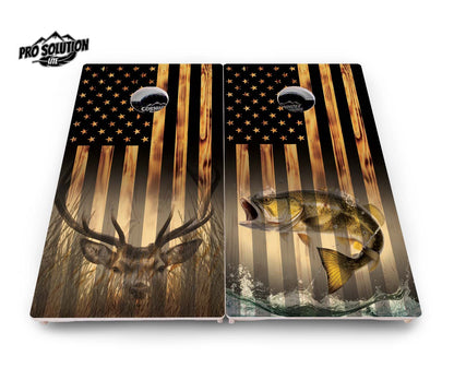 Hidden Deer & Fish Flag Cornhole Boards - Pro Solution Lite Series