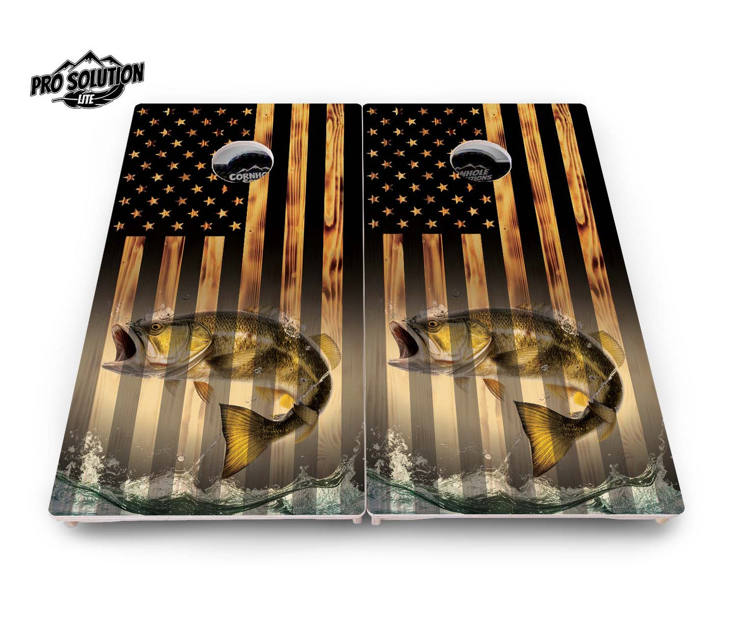 Hidden Deer & Fish Flag Cornhole Boards - Pro Solution Lite Series
