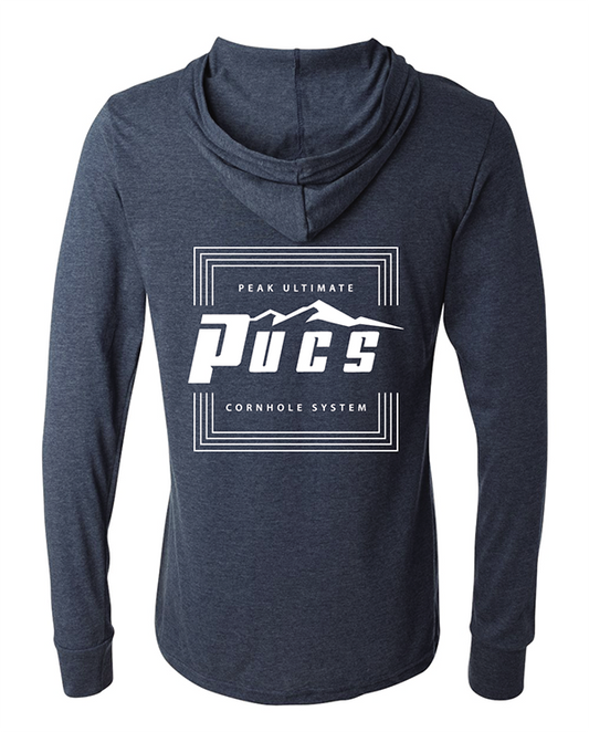 Graphite PUCS Lightweight Hoodie – Athletic Fit Long Sleeve for Cornhole Enthusiasts