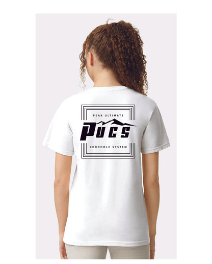 PUCS White Cotton Tee – Clean Classic T-Shirt with Bold Black Branding