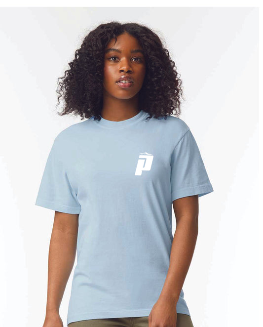 PUCS Sky Blue Cotton Tee – Soft Unisex T-Shirt with White Performance Logo
