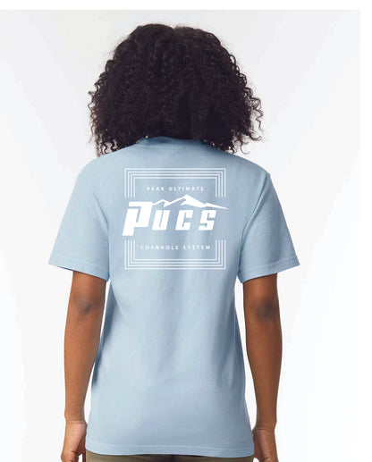 PUCS Sky Blue Cotton Tee – Soft Unisex T-Shirt with White Performance Logo