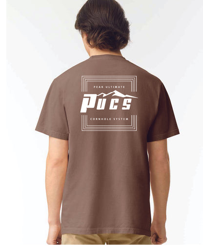 PUCS Earth Brown Tee – Classic Cotton T-Shirt with Bold White Logo Print