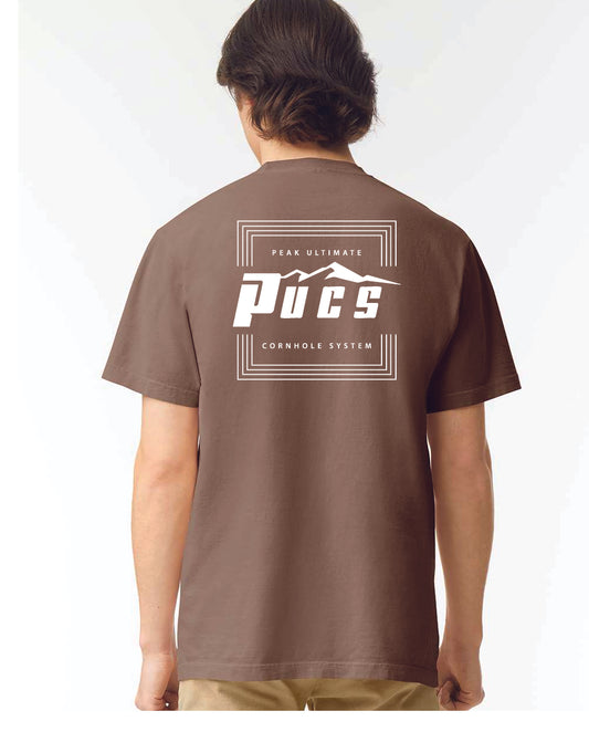 PUCS Earth Brown Tee – Classic Cotton T-Shirt with Bold White Logo Print