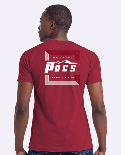 PUCS Crimson Red Tee – Athletic Cotton T-Shirt with White Bold Back Logo