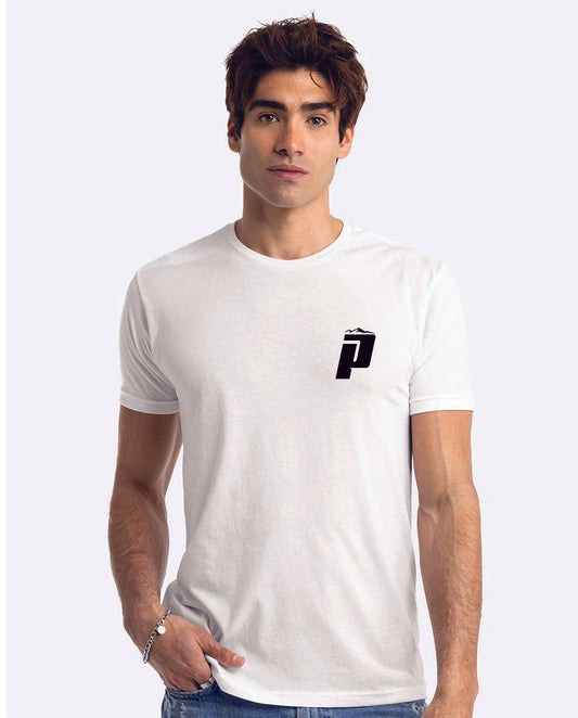 PUCS White Performance Tee – Crisp Cotton T-Shirt with Bold Black PUCS Branding