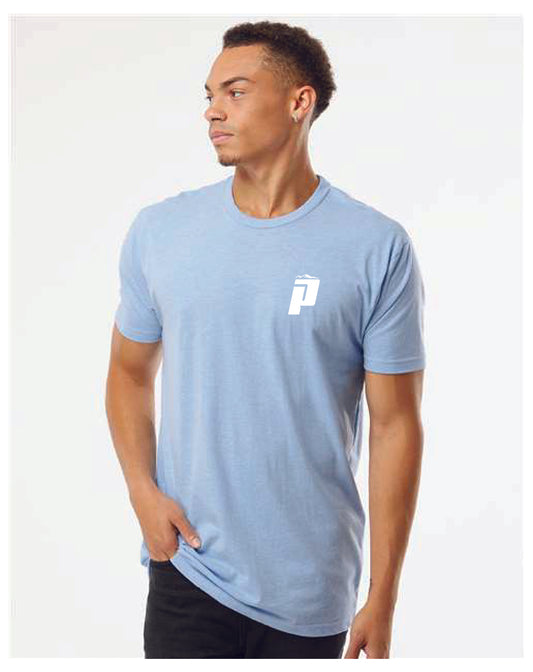 PUCS Ice Blue Tee – Lightweight Athletic T-Shirt with Minimalist Logo Front