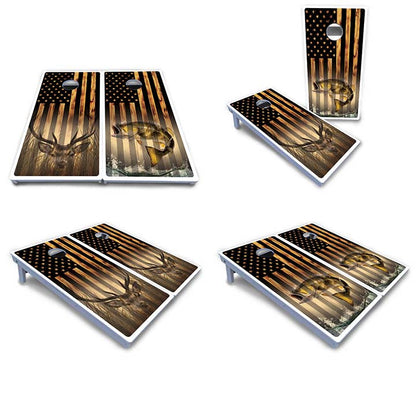 Hidden Deer & Fish Cornhole Boards - All Weather Series