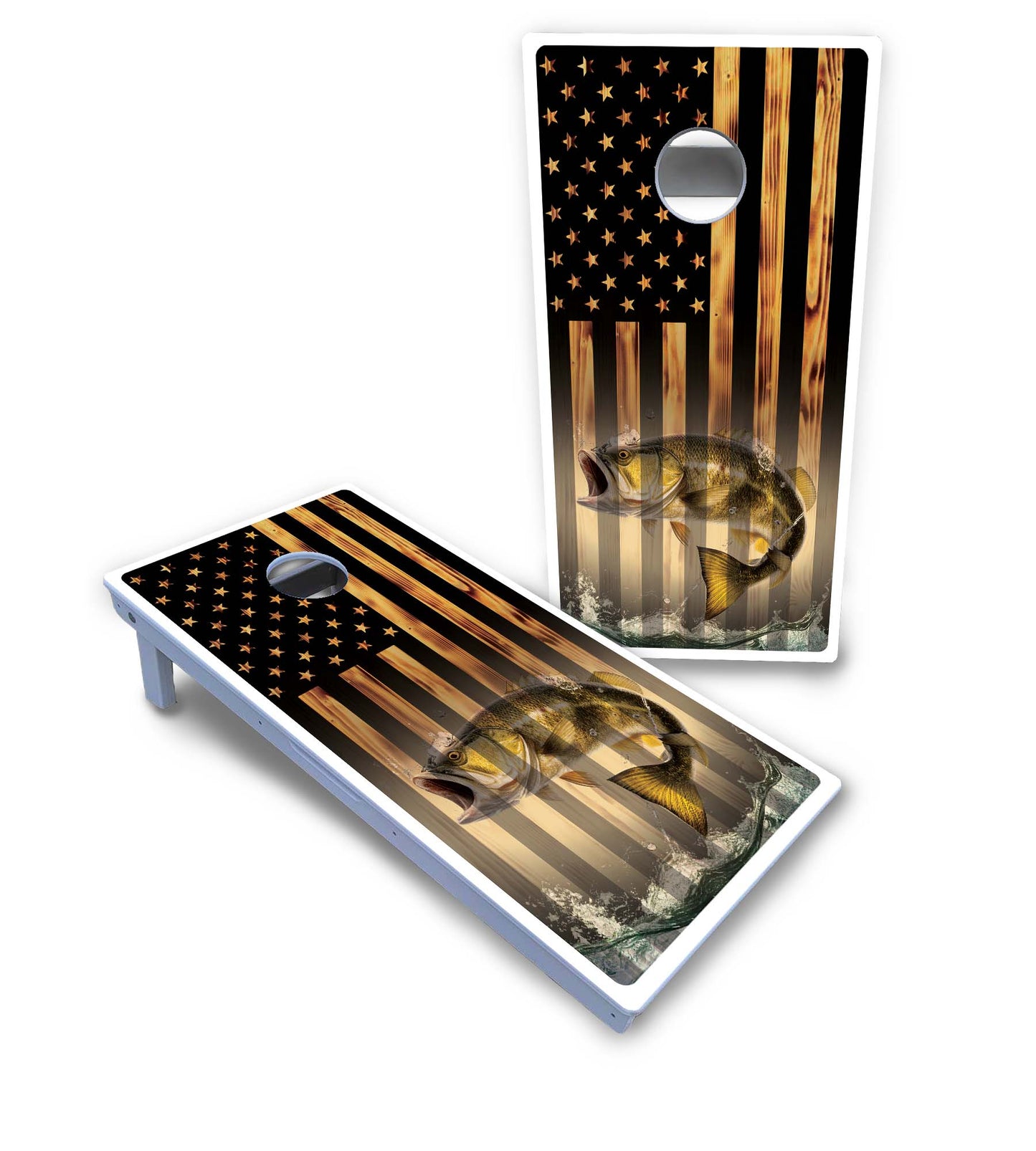 Hidden Deer & Fish Cornhole Boards - All Weather Series