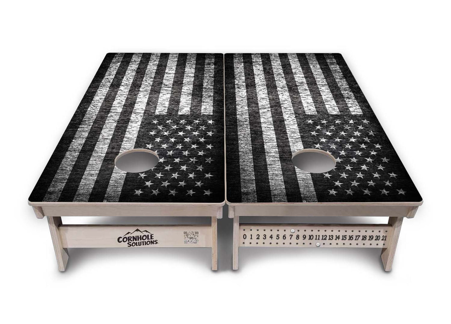 Monochrome Flag Cornhole Boards - Professional Tournament Series