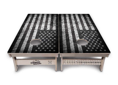 Monochrome Flag Cornhole Boards - Professional Tournament Series