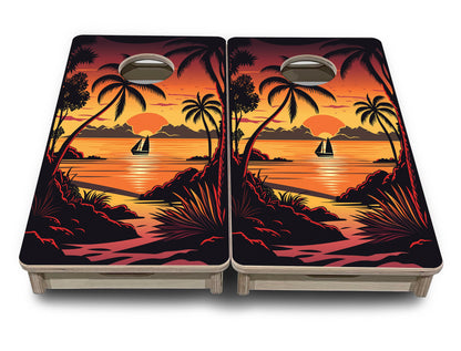 Mini Cornhole Boards - Beach Sunset