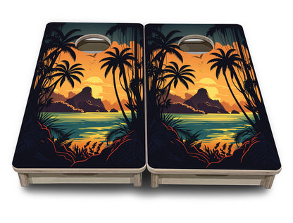 Mini Cornhole Boards - Beach Sunset