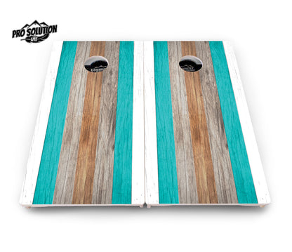 Beach Theme Stripe Cornhole Boards - Pro Solution Lite Series
