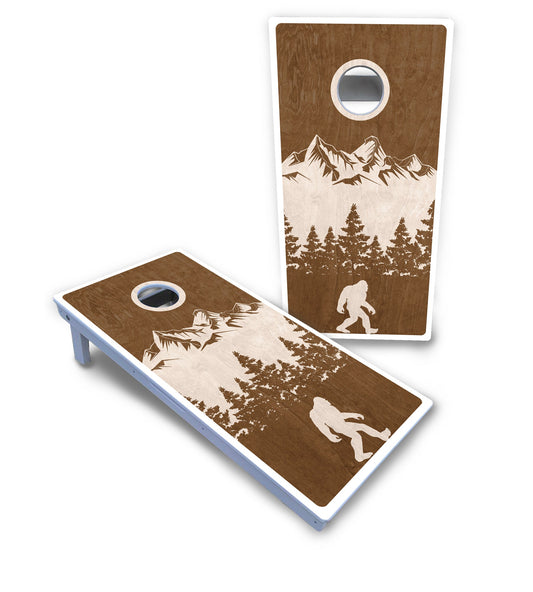 Bigfoot Mountain Scene Cornhole Boards - All Weather Series