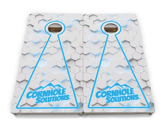 Glow Hole White Background Cornhole Boards - Professional Tournament Series