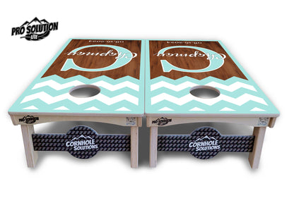 Mint Chevron Cornhole Boards - Pro Solution Lite Series