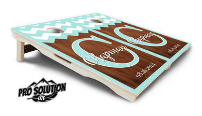 Mint Chevron Cornhole Boards - Pro Solution Lite Series