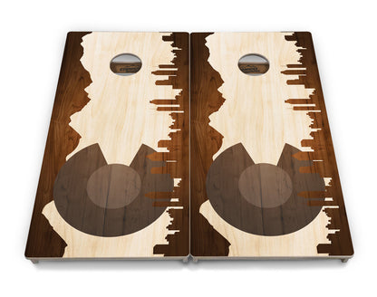 Colorado Natural Wood Skyline Cornhole Boards - Professional Tournament Series