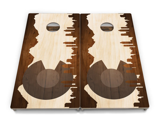 Colorado Natural Wood Skyline Cornhole Boards - Professional Tournament Series