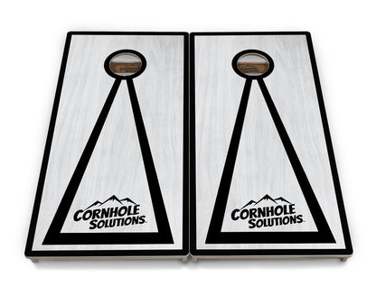 Red/Black Hole Ring Grey Wash Cornhole Boards - Professional Tournament Series