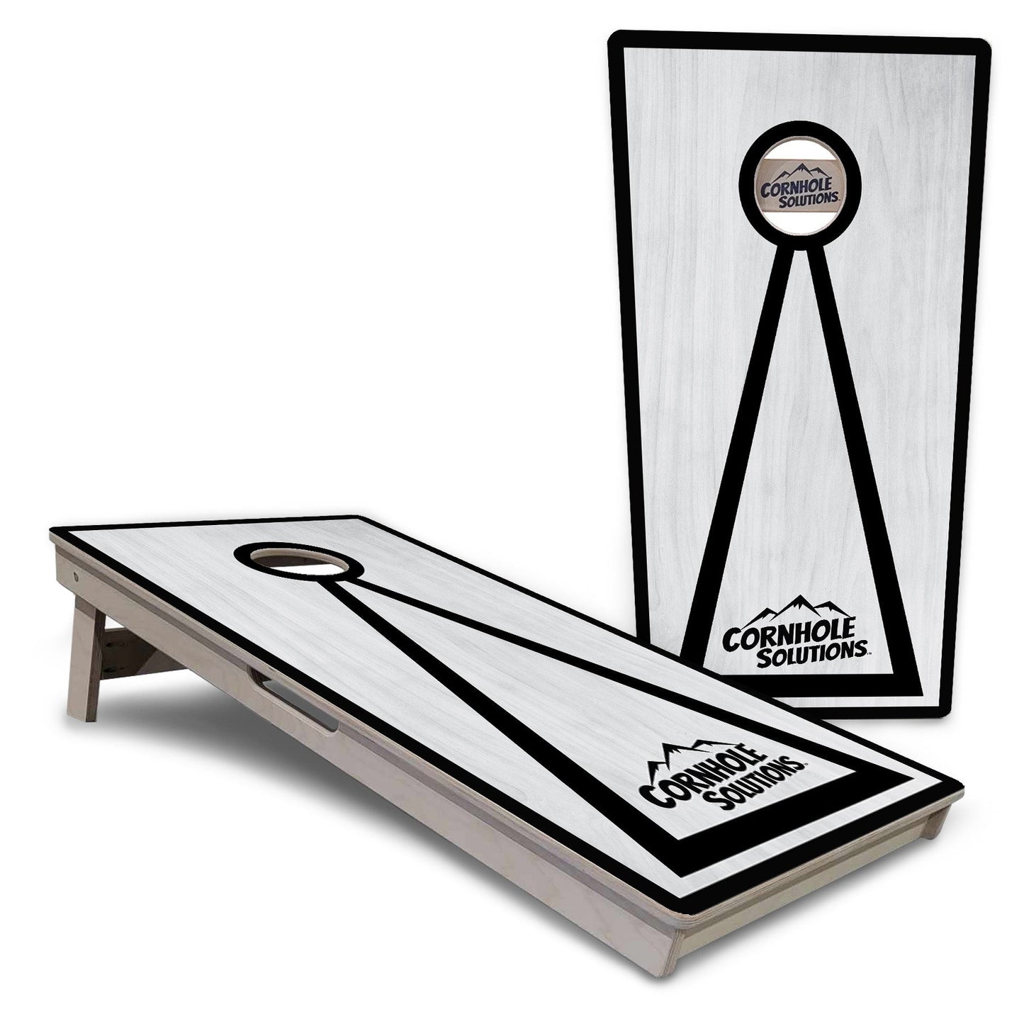 Red/Black Hole Ring Grey Wash Cornhole Boards - Professional Tournament Series