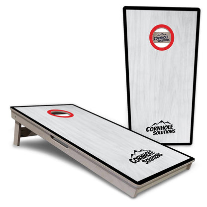 Red/Black Hole Ring Grey Wash Cornhole Boards - Professional Tournament Series