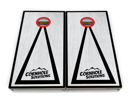 Red/Black Hole Ring Grey Wash Cornhole Boards - Professional Tournament Series