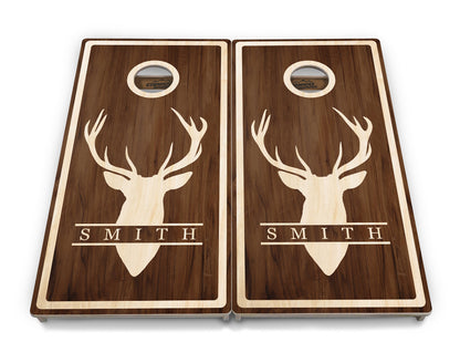 Deer Head Name Cornhole Boards - Professional Tournament Series - Personalized