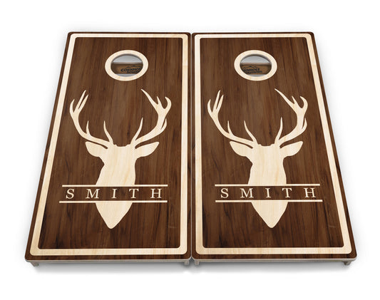 Deer Head Name Cornhole Boards - Professional Tournament Series - Personalized