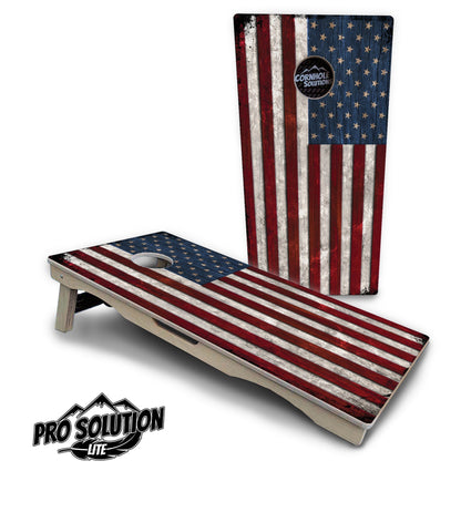 Rustic USA Flag Cornhole Boards - Pro Solution Elite Series