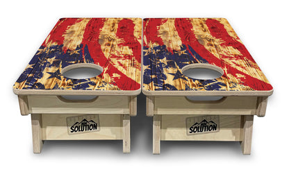 Mini Cornhole Boards - Faded Brush Burnt Flag