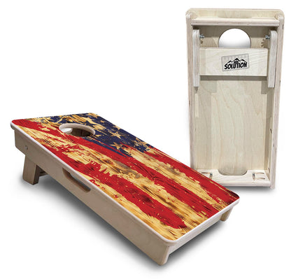 Mini Cornhole Boards - Faded Brush Burnt Flag