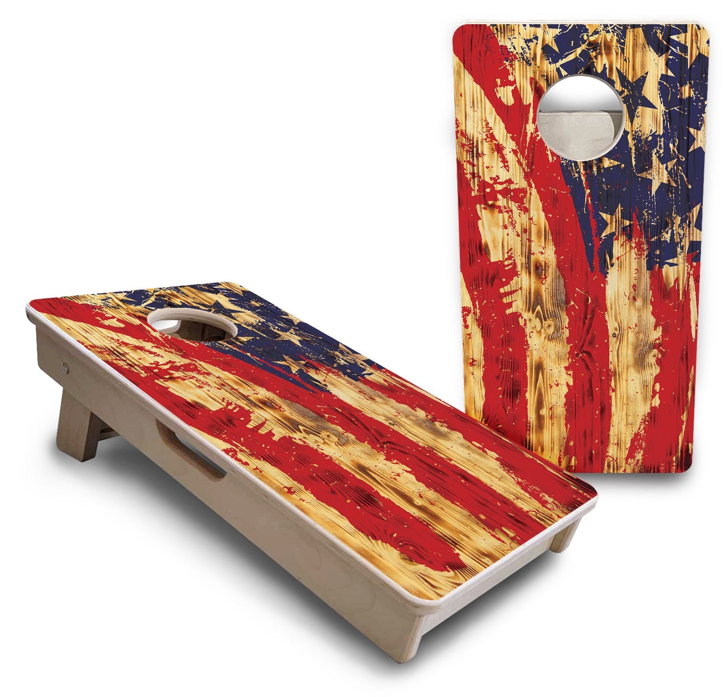 Mini Cornhole Boards - Faded Brush Burnt Flag