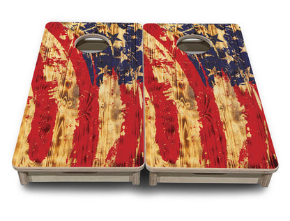 Mini Cornhole Boards - Faded Brush Burnt Flag