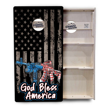 God Bless America Flag Cornhole Boards - Professional Tournament Series