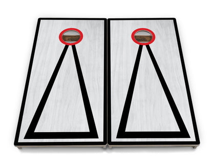 Red/Black Hole Ring Grey Wash Cornhole Boards - Professional Tournament Series