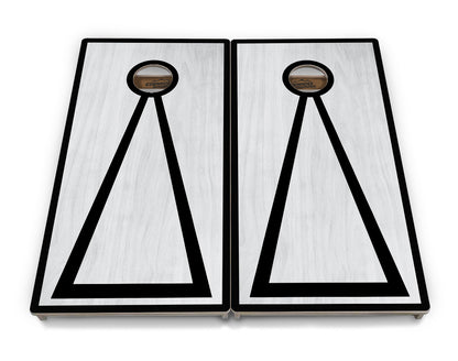Red/Black Hole Ring Grey Wash Cornhole Boards - Professional Tournament Series