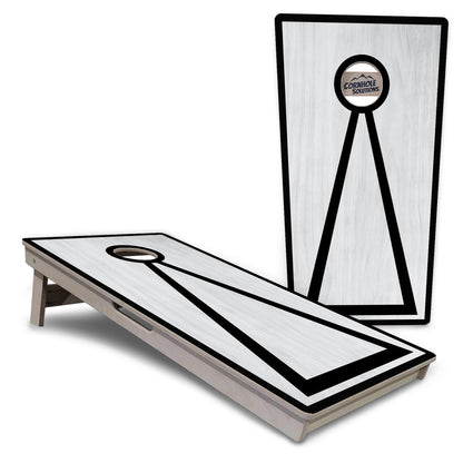 Red/Black Hole Ring Grey Wash Cornhole Boards - Professional Tournament Series