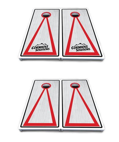 Red/Black Hole Ring Grey Wash Cornhole Boards - All Weather Series