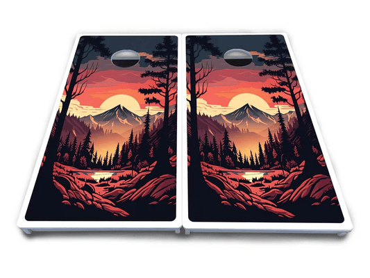 Mountain Sunset Cornhole Boards - All Weather Series - Everest Cornhole
