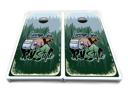 Living Life RV Style Cornhole Boards - All Weather Series