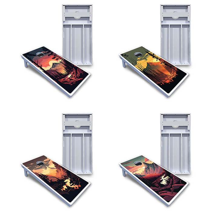 Mountain Sunset Cornhole Boards - All Weather Series