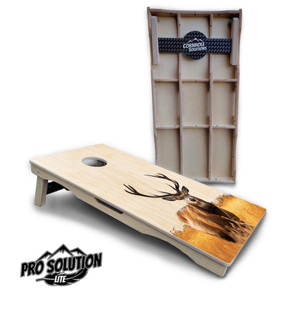 Natural Deer & Fish Cornhole Boards - Pro Solution Lite Series