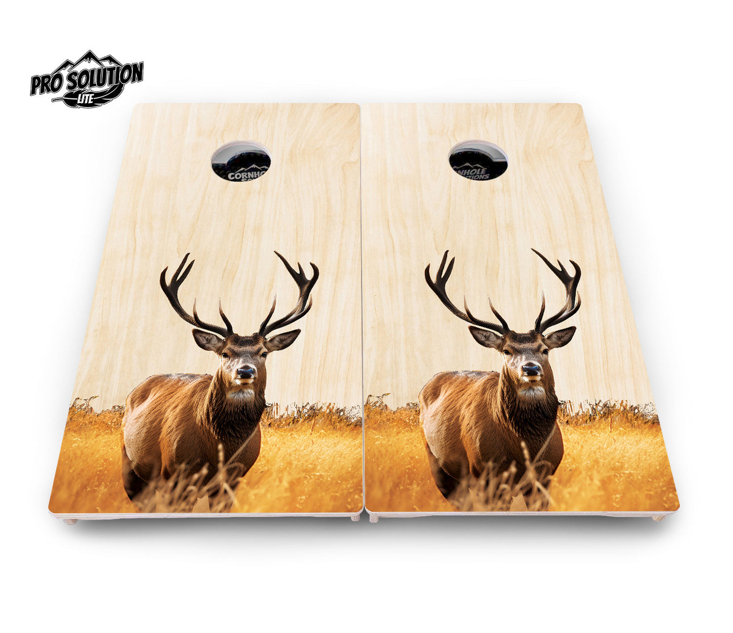Natural Deer & Fish Cornhole Boards - Pro Solution Lite Series